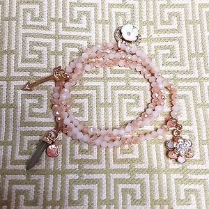 Glass Beaded and Charmed Wraparound Bracelet